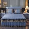 Luxury Lace Thickened Bedspread Solid Color Home Bed Skirt with Pillowcase Bed Sheet Skirt Embroidery European-style Bed Spreads