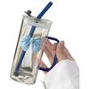 400ml quadratischer Glasbecher mit Strohhalm und Schleifenakzent Hitzebeständiger Wasserbecher für verschiedene Getränke