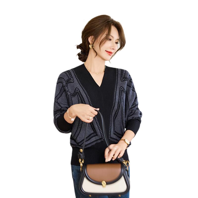 Jianhu Women's 2025 Autumn V-Neck Knit Pullover