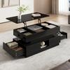 Coffee Table High-Gloss Height-Adjustable with Storage Space LED Lighting Socket Lift-Top Living Room Table Drawers Storage