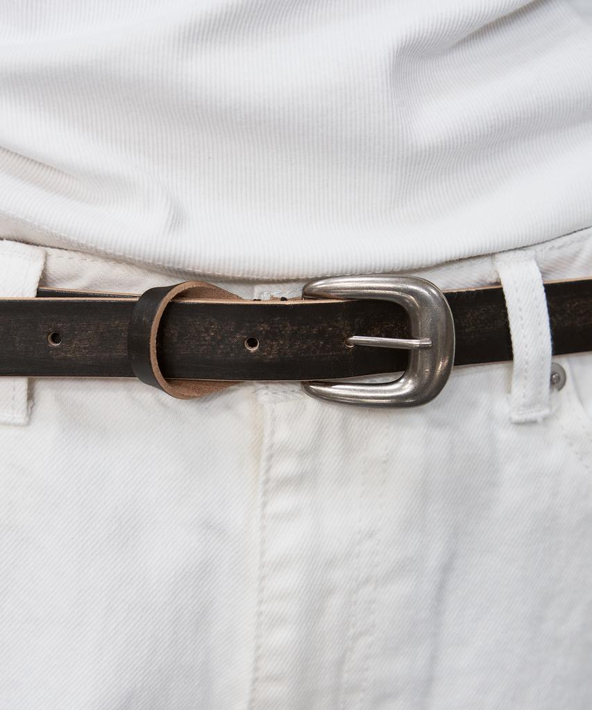 SIS A Washed Slim Cow Leather Belt [Black]