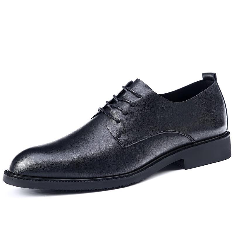 Fashion British Men's Shoes Leather Breathable Dress Business Leather Shoes Men's Blue Soft Surface Comfortable Casual Wedding Shoes