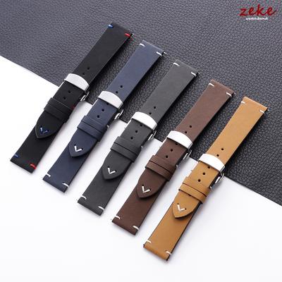 Schnellwechsel Handgenähtes Leder Uhrenarmband 18mm 20mm 22mm Universelle Armbänder Vintage Kalbsleder Schmetterlingsverschluss Armband