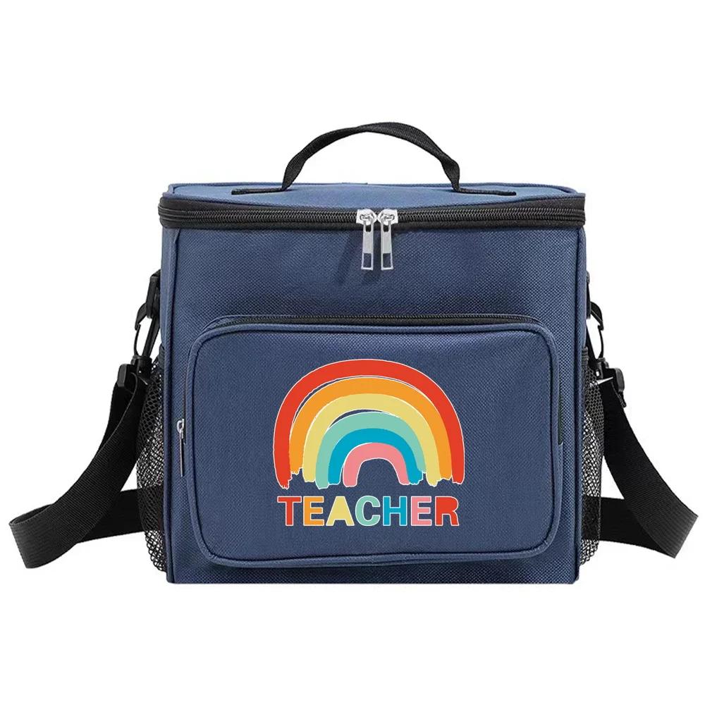 Insulated Bags Portable Shoulder Lunch Bag Waterproof Cooler Box Thermal Organizer Handbag for Men and Women Teacher Pattern