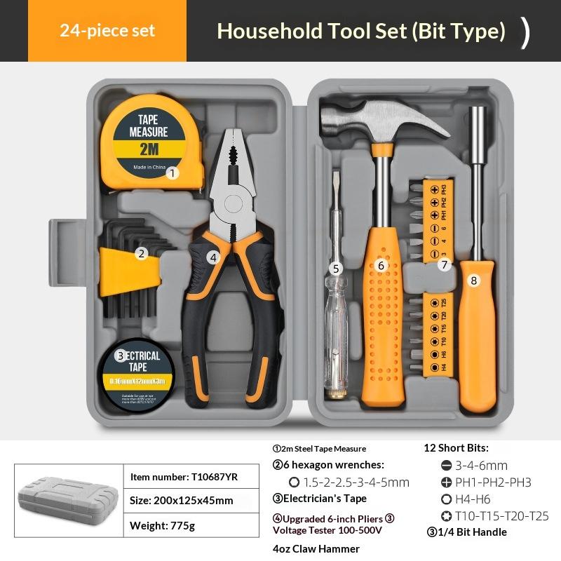 13/24Pcs Diy Tool Kit For Women Mini Home Toolbox Set With Hammer Pliers Wrench Screwdriver Basic Starter Tools