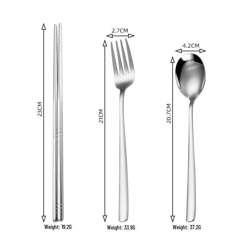 

Набор из корейской ложки и вилки из нержавеющей стали 304 с палочками для еды - пищевая посуда для взрослых