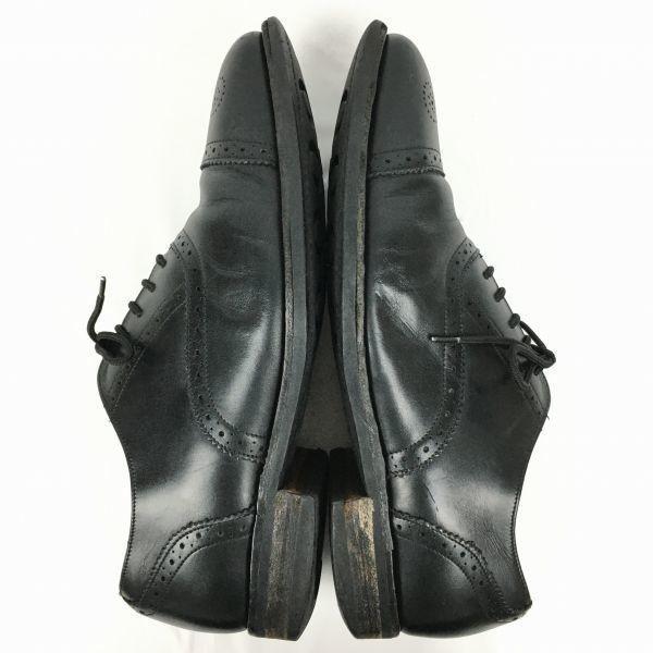 Vintage Britische BARKER Semi-Brogue Cap Toe Business Schuhe Schwarz Größe 6.5G (Ca.. 25,0 cm) Herren(GEBRAUCHT)