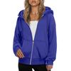 Women's Fashionable Loose Fleece Hooded Casual Cardigan With Zipper Sweatshirt