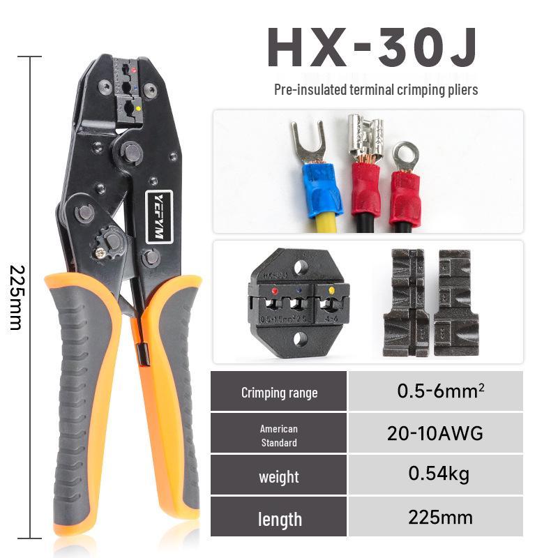 

Ratchet Labor-Saving Crimping Tool for Pre-Insulated SV/RV Terminals - HX-30J