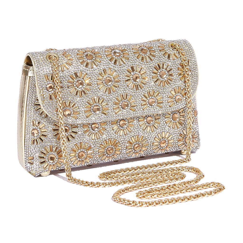 New Shoulder Bag Women's Rhinestone Evening Bag Fashion Shiny Party Handbag Casual Clutch Square Purse
