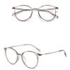 Round Anti Blue Light Glasses for Women Lightweight Brown Frame Eyewear