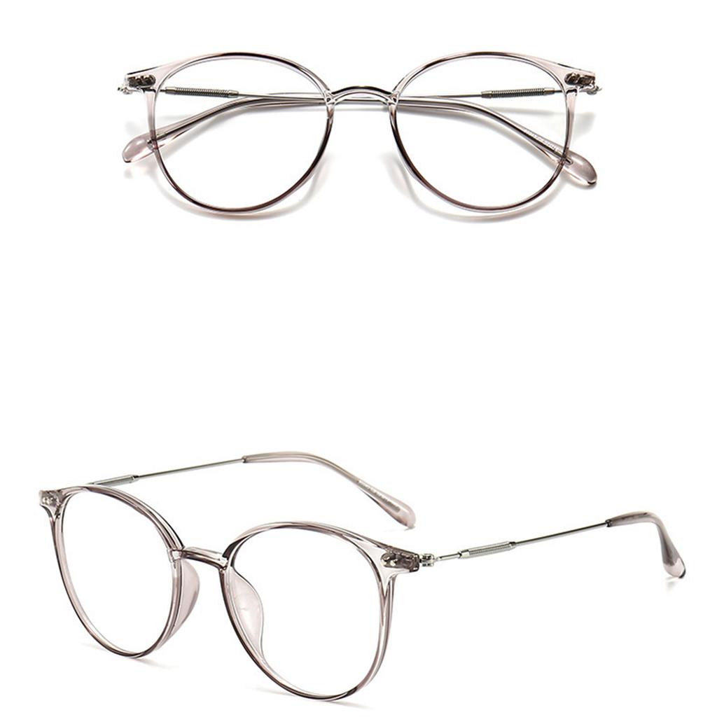 Round Anti Blue Light Glasses for Women Lightweight Brown Frame Eyewear