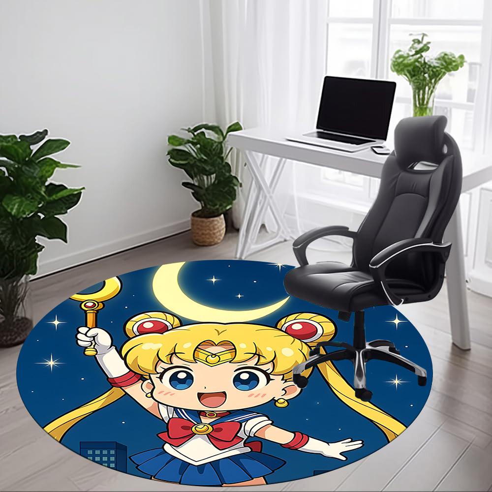1pc Sailor Moon Office Round Area Rug, Indoor Mat Suitable For Office,Bedroom Living Room Home Decor, Room Deco a0926171