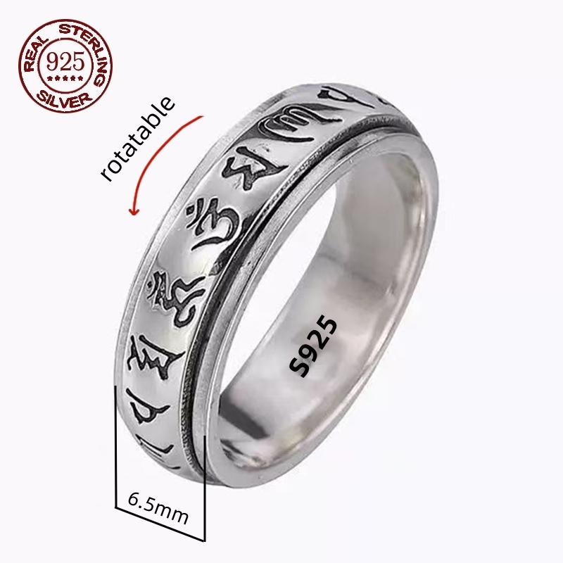 12mm Width Real S925 Silver Lucky Dragon Double Layer Rotatable Closed Dragon Ring For Man Woman Fiine Jewelry Gift