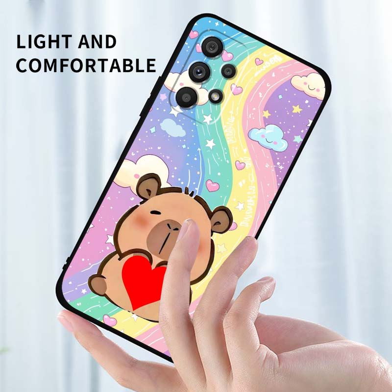 Cartoon Anime Capibala Art Phone Case For Samsung A41 A35 A34 A33 A32 A25 A24 A23 A21s A06 A05 A04 A03 Note 10 20 Ultra 5G Black
