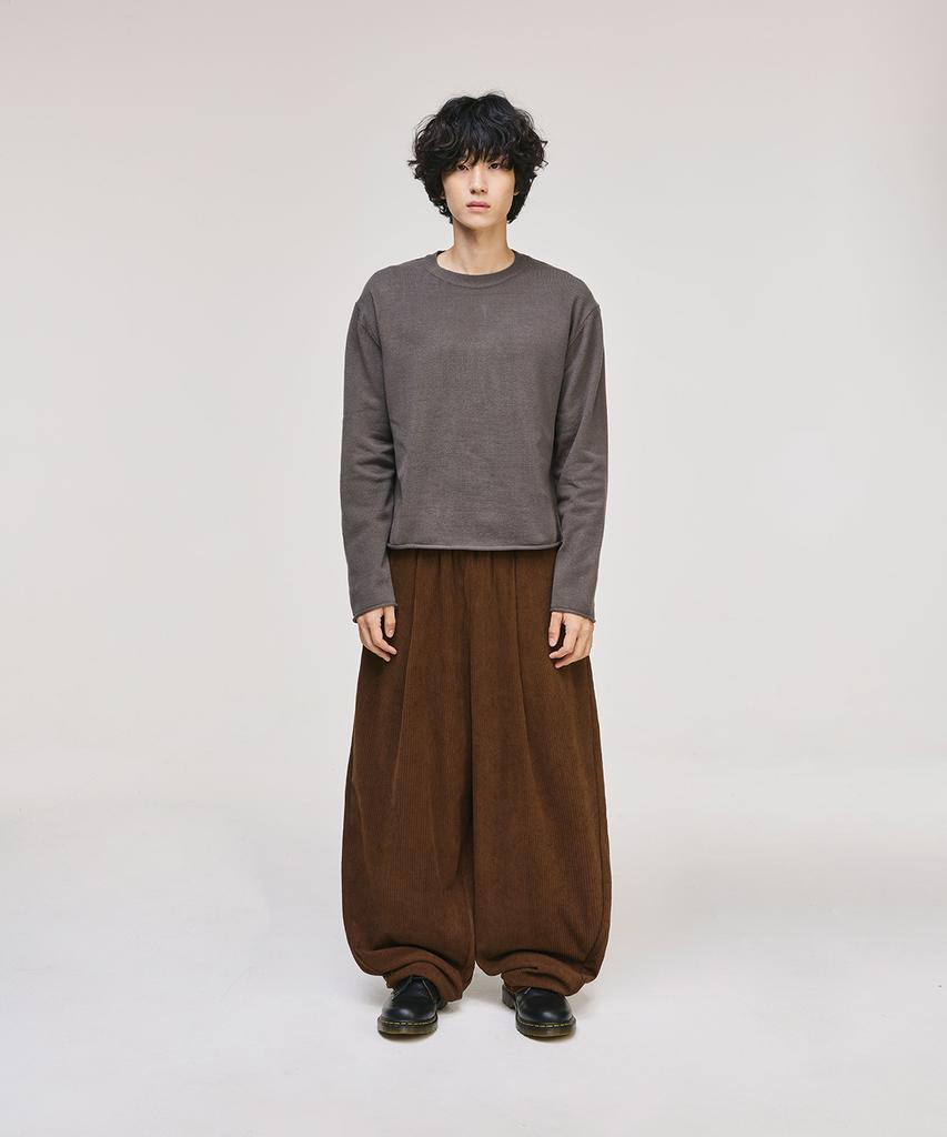 SIGNATURE Curved Corduroy Elastic Pants [Brown]