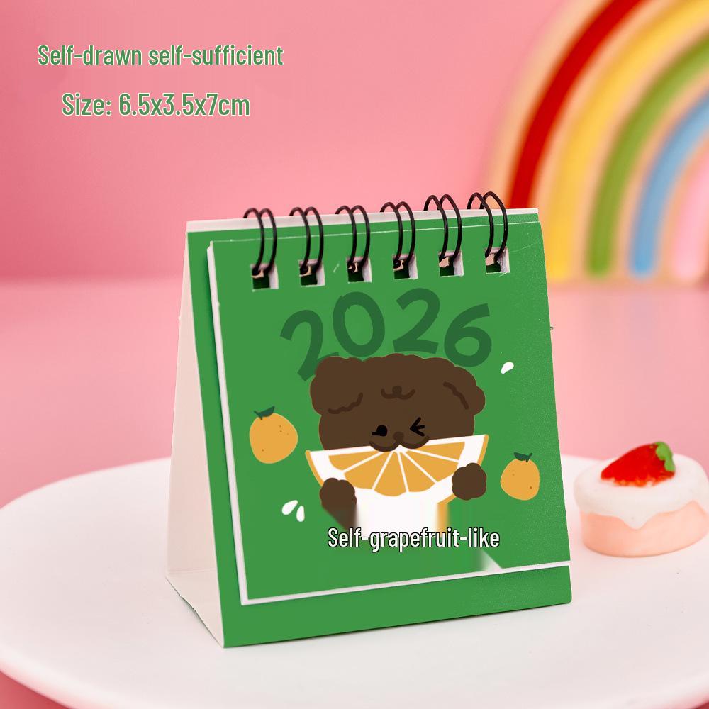2026 Cartoon Mini Desk Calendar & Planner - Monthly & Lunar Layouts