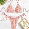 European And American Ocean Wind Ins Popular Sexy Triangle Bag Cable Print Halter Beach Bikini