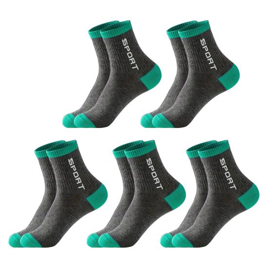 5 Pairs Men's Crew Socks Moisture-Wicking Athletic Socks Soft Breathable