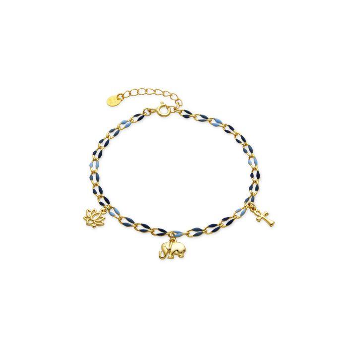 Bracelet - LUXENTER - Shione - Argent 925 - Laque bleue - Or 18k