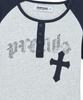 PRENDA Cross Applique Raglan Short Sleeve Gray