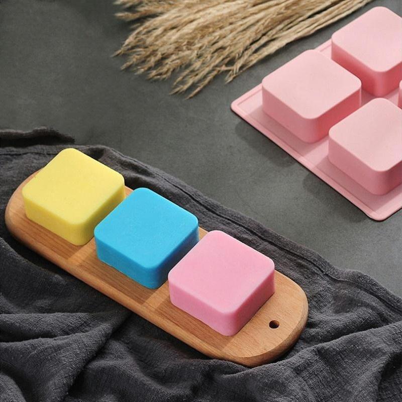 4 Grid Soap Mold DIY Handmade Soap Mold Silicone Bakeware Cake Baking Aromatherapy Rice Cake Mold Tool