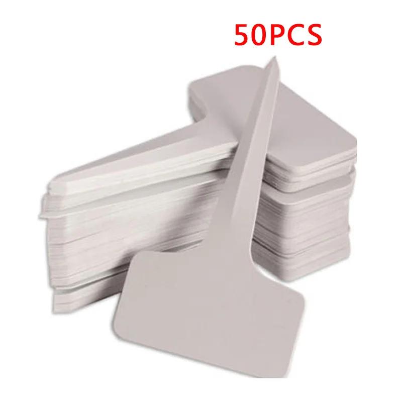 Durable White Plastic Plant T-type Tags for Garden Seedling Tray Pots Decoration and Labels 6x10cm