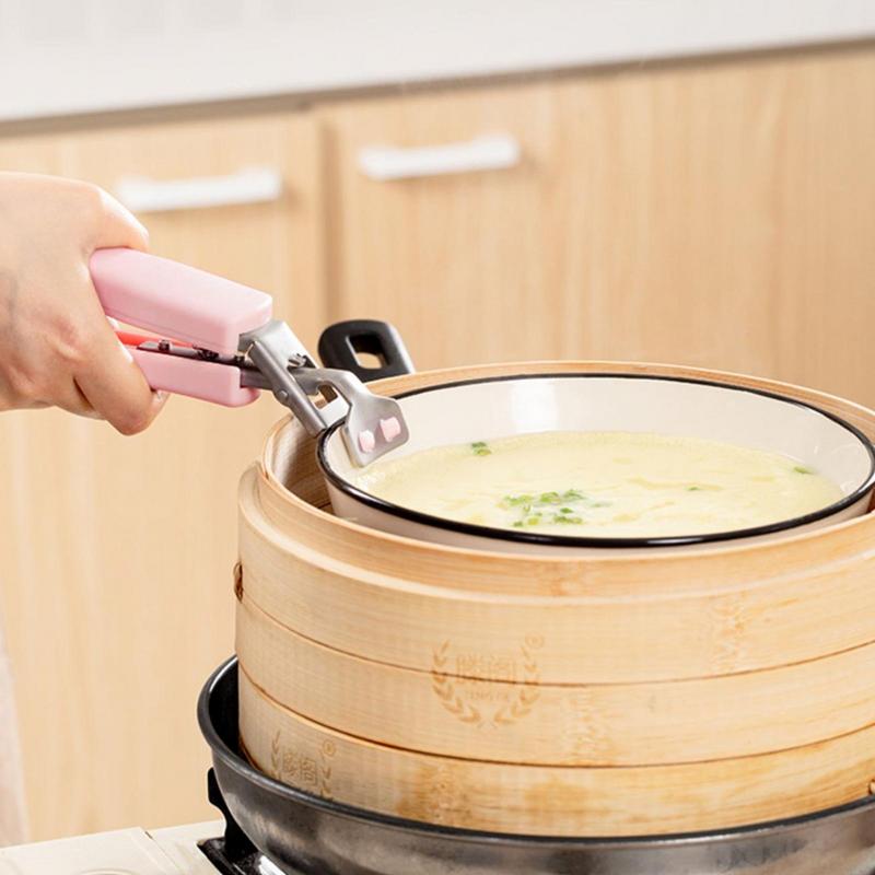 Silicone Anti-scalding Gloves Set Stainless Steel Non-slip Casserole Clamp Bowl Remover Household Anti-scald Silicone Gasket