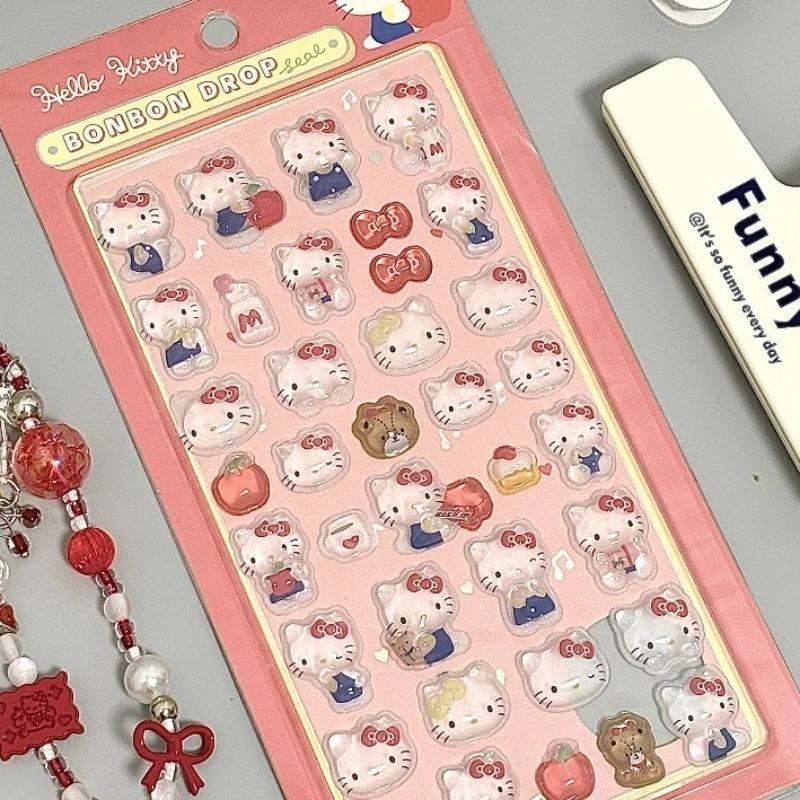 Kawaii Sanrio Hello Kitty DIY 3D Relief Decorative Stickers Cute Cartoon Kuromi Cinnamoroll Phone Case Creative Decoration Gifts