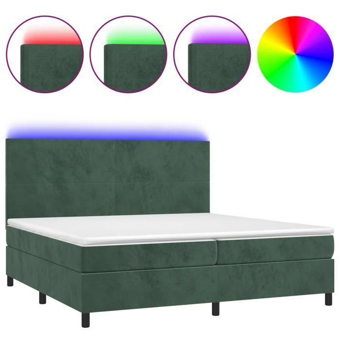 VidaXL Sommier à Lattes de Lit avec Matelas LED, Lit Rembourré avec Tête de Lit, Lit Double, Lit Adulte de Chambre, Moderne, 3136026