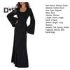 Women Dress U Neck Long Sleeve A Line Slim Fit Skinny Elastic Long Horn Sleeve Back Strap Lace Up Ankle Length Solid Color Maxi Dress