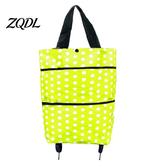 Commuter Shopping Cart for Students Foldable Bag with Wheels, Heavy-Duty Waterproof Oxford Cloth Grocery Cart, Compact Stroller City Living