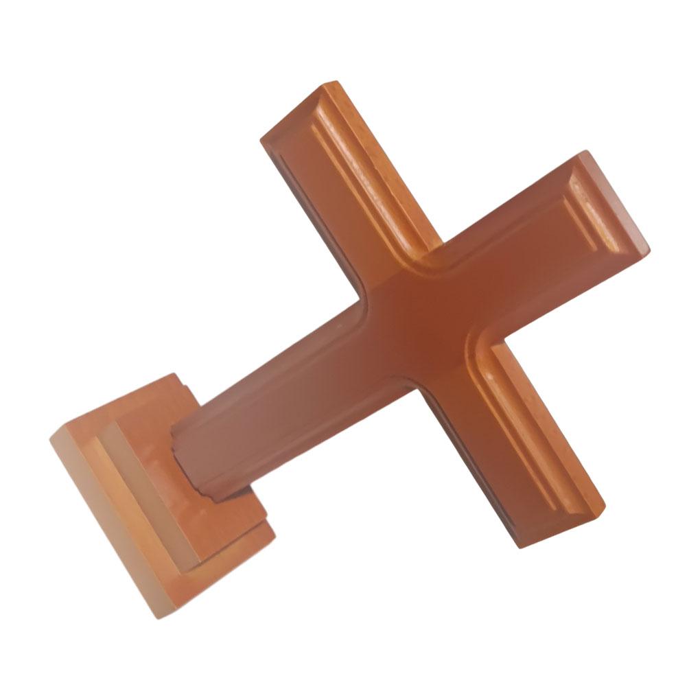 Carved Wooden Standing Cross Crucifix w/ Stand Jesus Christ Altar Handmade