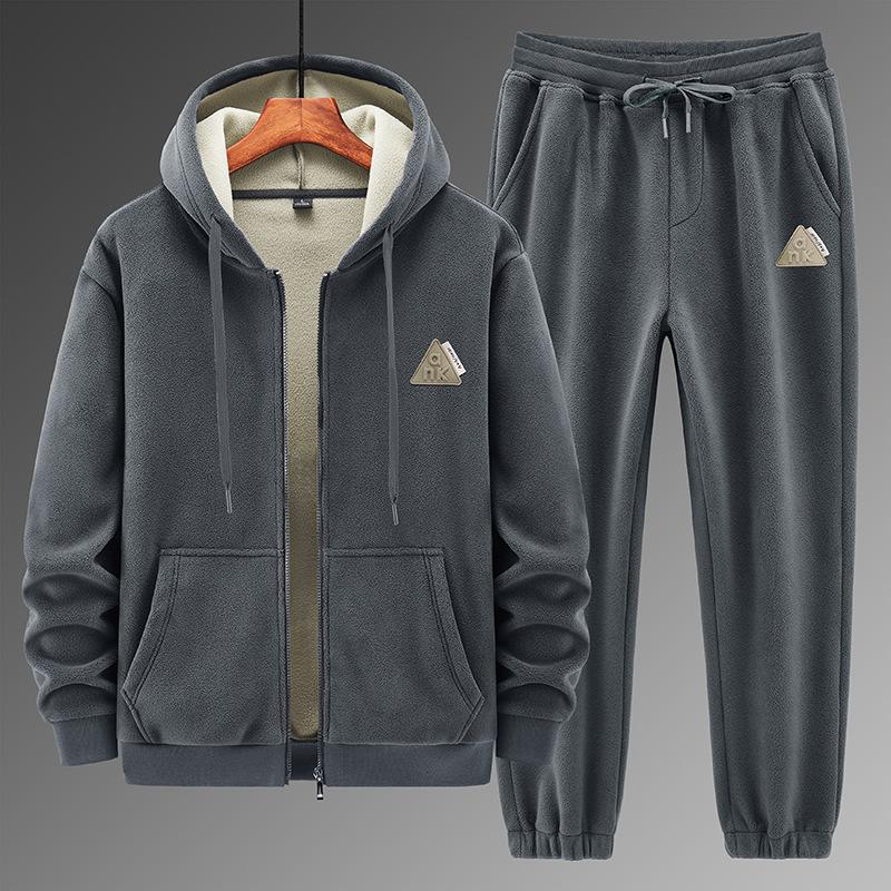 Mens Fleece Lined Hooded Tracksuit Set