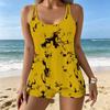 Women's Swimwear Tankini 2 Piece Swimsuit Vertical Ink Splatter Vacation Bathing Suits