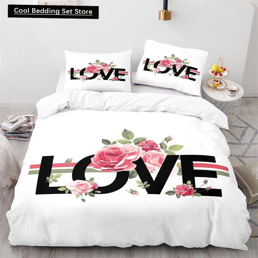 Red Rose King Queen Duvet Cover 3D Beautiful Flowers Theme Bedding Set for Women Girls Romantic Floral Quilt Cover Pillowcase