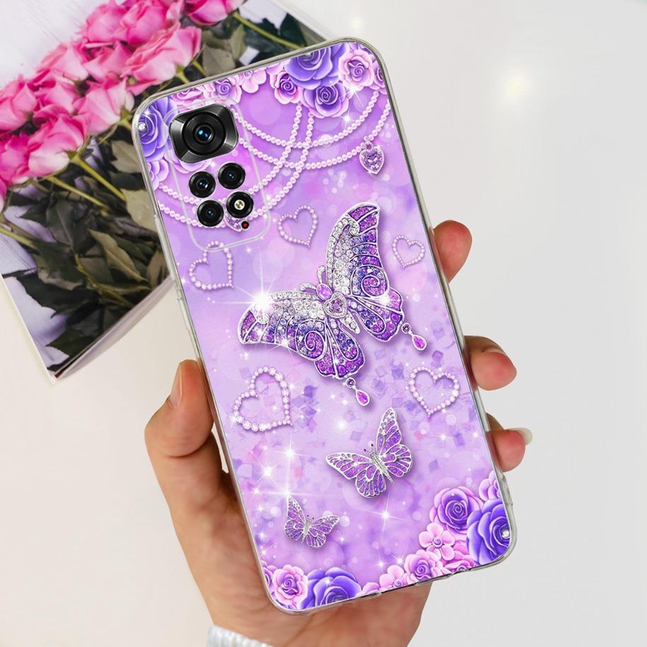 For Xiaomi Redmi Note 11 Cases Redmi Note 11s Cover Popular Flower Butterfly Soft Clear Cover For Redmi Note11 Note11S 5G Fundas
