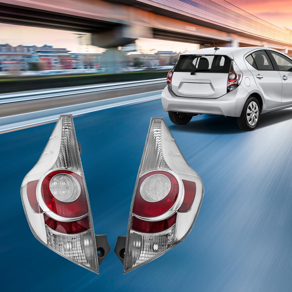 Halogen Left or Right Tail Light Assembly for Toyota Prius C 2012-14,Stable Performance Passenger Side or Driver Side Taillights