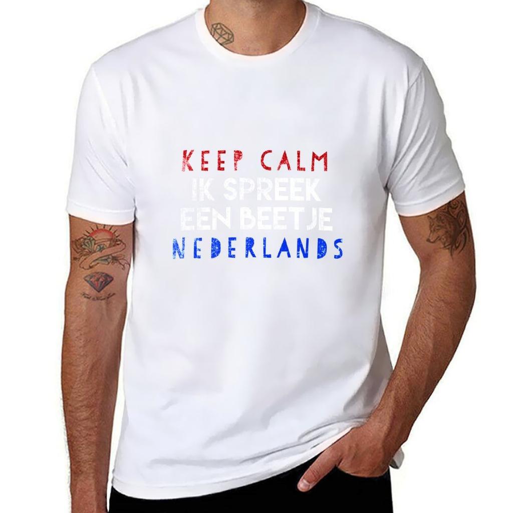 Dutch Keep Calm Ik Spreek Een Beetje Nederlands Tshirt Worker Basic Short Sleeve Tee