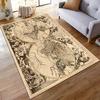 Vintage World Map with Mythological Figures - Non-slip rug suitable for living room and bedroom sofas.