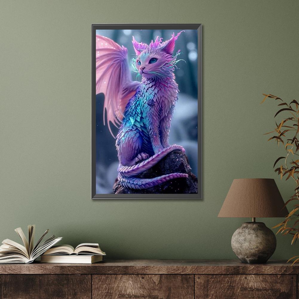 5D DIY Full Round Drill Diamond Painting Cat Kit Home Decor Art Craft 30x50cm