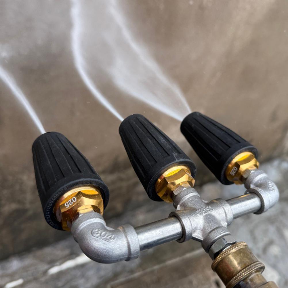 Pressure Washer-Turbo Nozzle Ceramic Cores Pressure Stainless Steel T-Joint Adapter 360° Rotating Turbos Efficiency Cleaning