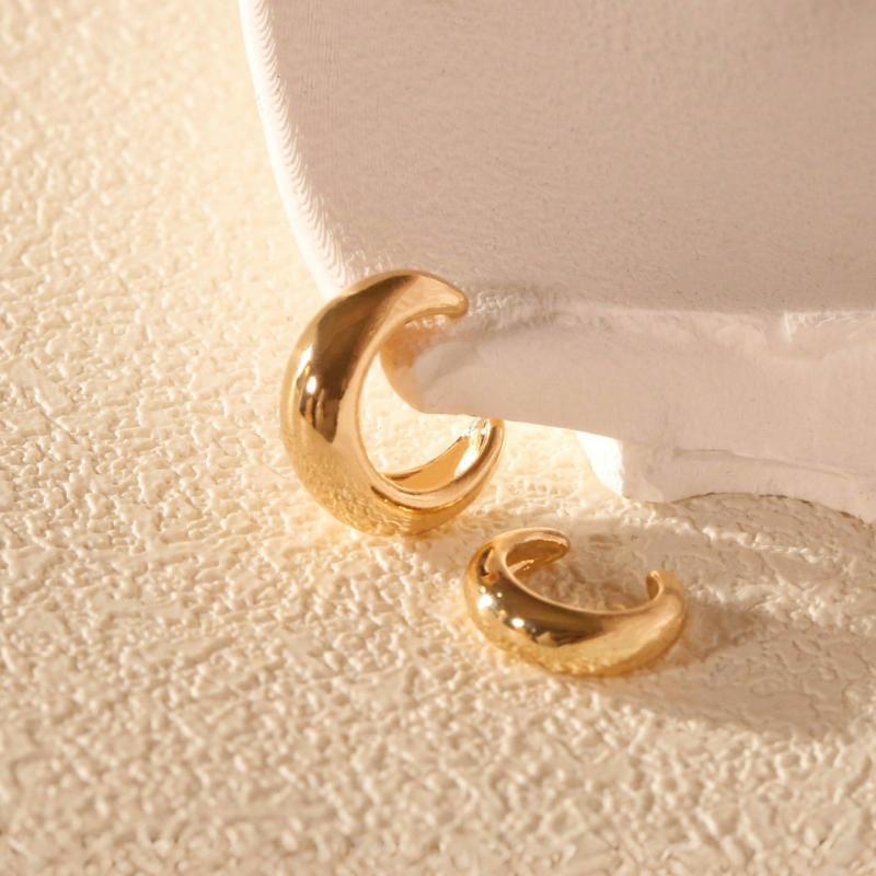 Punk Hip Hop Irregular Smooth Ear Clip for Women Unique Metal C-Shape Clip Earring Fake Cartilage  Jewelry Party