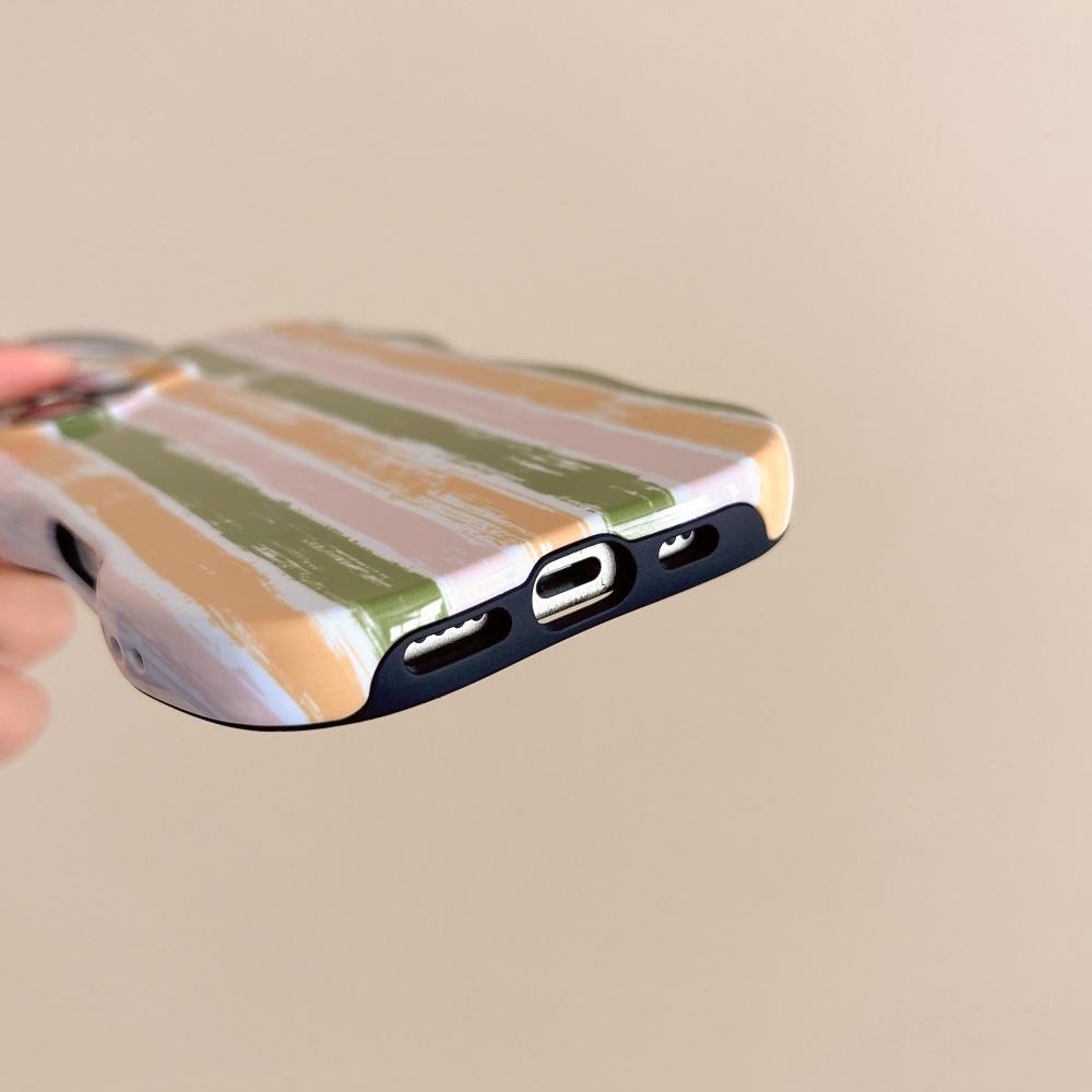 Fashion Graffiti Striped Color Blocked Phone Case For Iphone 16 15 14 13 12 Pro Max Wave Border Frame Protect Shockproof Cover