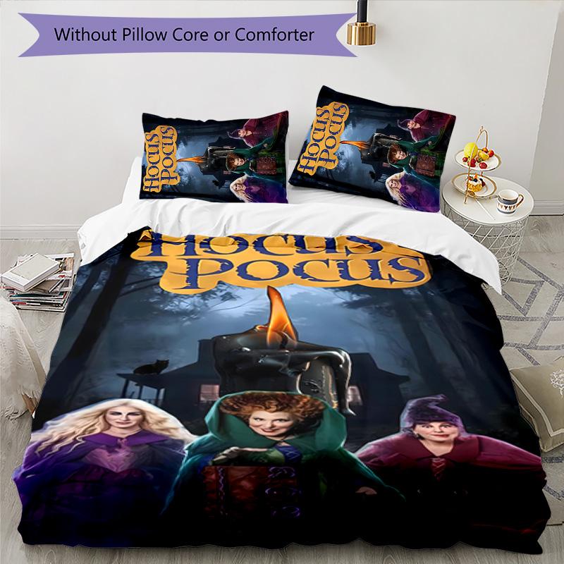 Hocus Pocus 3pcs Bedding Set Duvet Cover Closure Includes 1 Duvet Cover & 2 Pillowcases for All Seasons Bedroom Home Dorm Decor