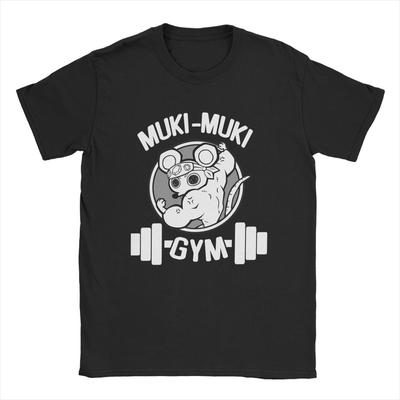 Cool Muki Muki Gym Demon Slayer T-Shirts Men Round Collar Cotton T Shirt Muscle Rats Short Sleeve Tees Graphic Printed Clothes