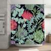 Vintage Style Shower Curtain Floral Print, Waterproof Fabric, Decorative Bathroom Accessories for Home Decoration 180x240cm (Bla