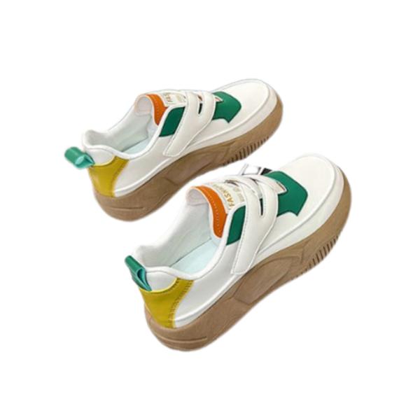 

Sasaroi женская обувь модные кроссовки кроссовки круглый нос на липучке 3,5 см кожаная доска