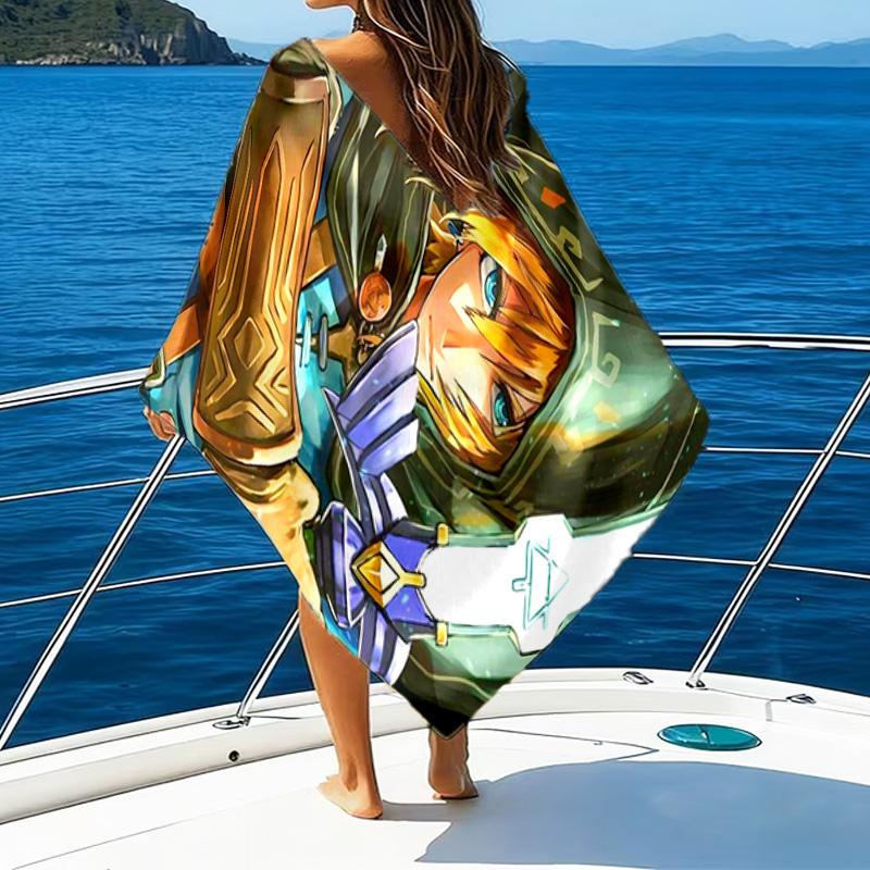 1pc Game Zelda Beach Towel, Beach and Seaside Swimming Pool Equipment, Fashion Pattern, Rectangular, Travel Essentials