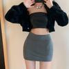 Upskirt Damen Hüftrock Professioneller Rock Herbst Elastischer Einteiler Enger Rock Schwarzer Arbeitsrock Dünn